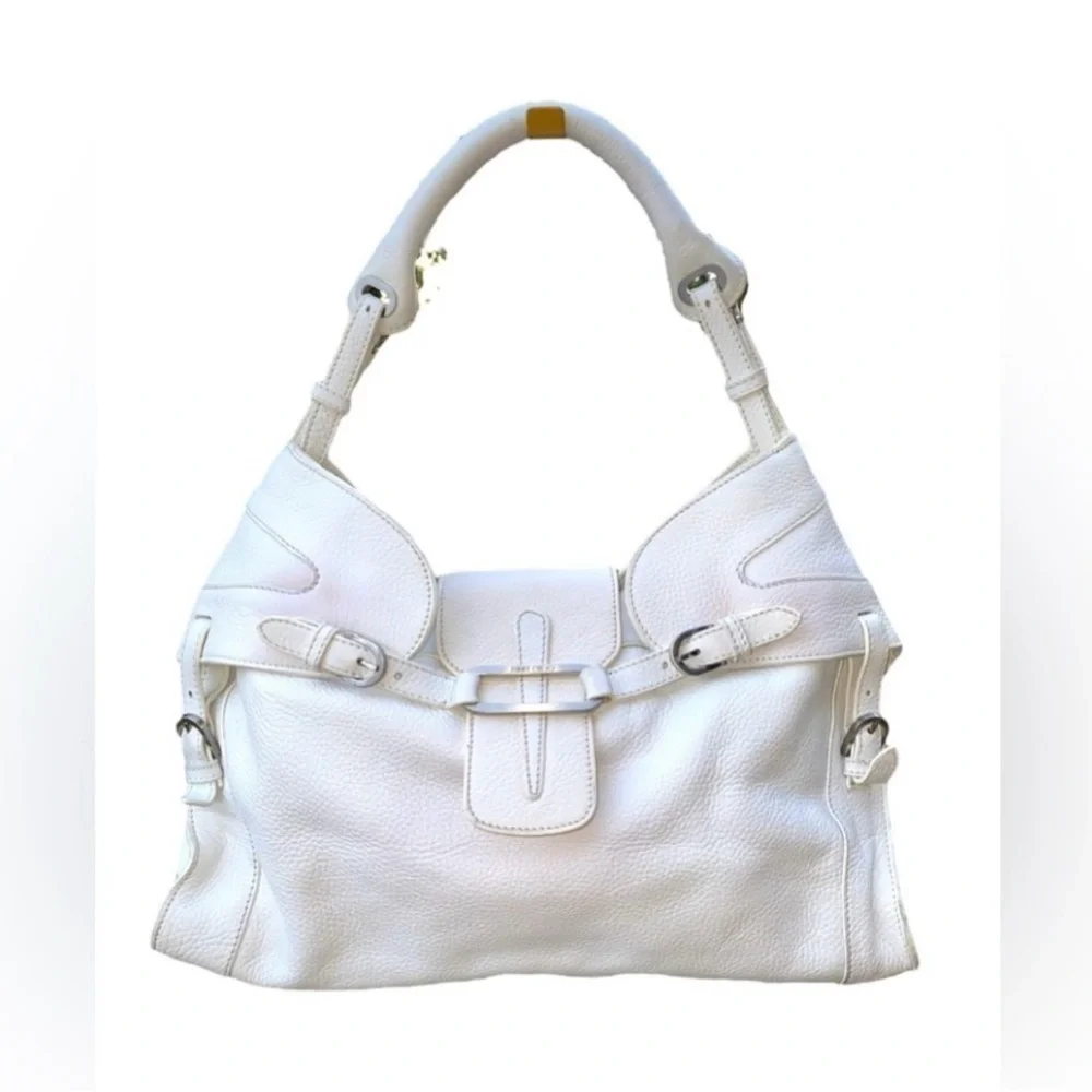 🤍 JIMMY CHOO White Pebbled Bag – Preloved Luxury 🤍